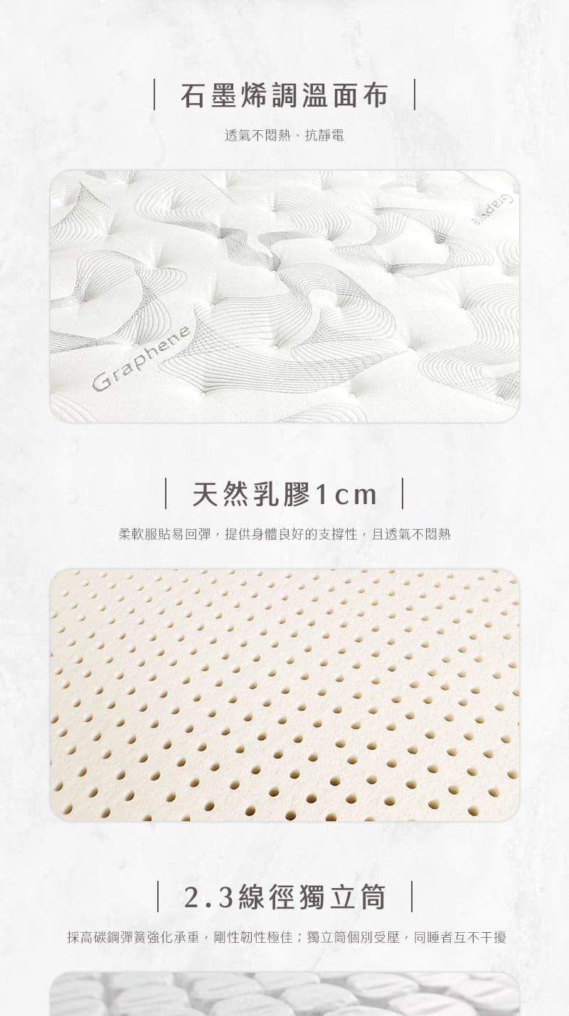 S301-石墨烯獨立筒乳膠床墊 商品說明