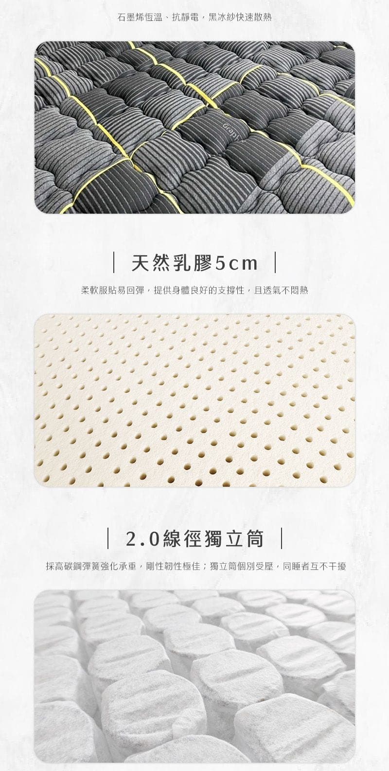 One墨汰-石墨烯涼感乳膠床墊 商品說明